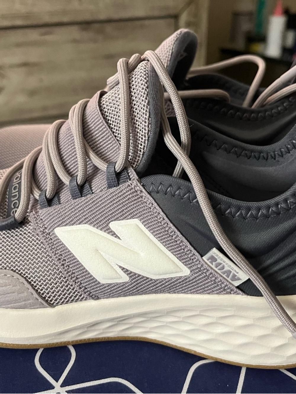 New Balance Taupe and White Running Shoes with White N Logo